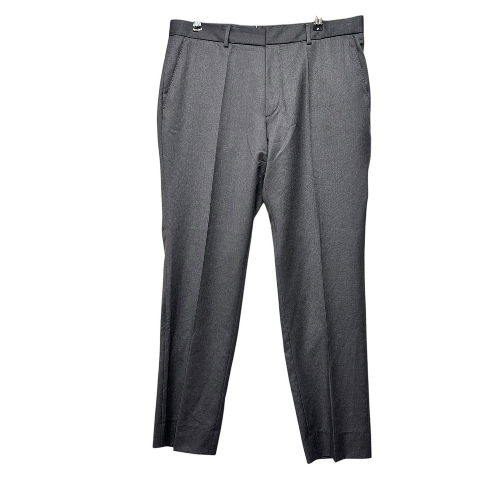 Hugo Boss‎ Dress Pants Mens Size 34x32 Charcoal Gray 100% Virgin Wool Flat Front
